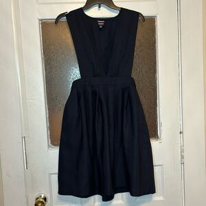 French Toast Women’s Dark Navy Blue Deep Plunge Jumper Schoolgirl Dress Size 16